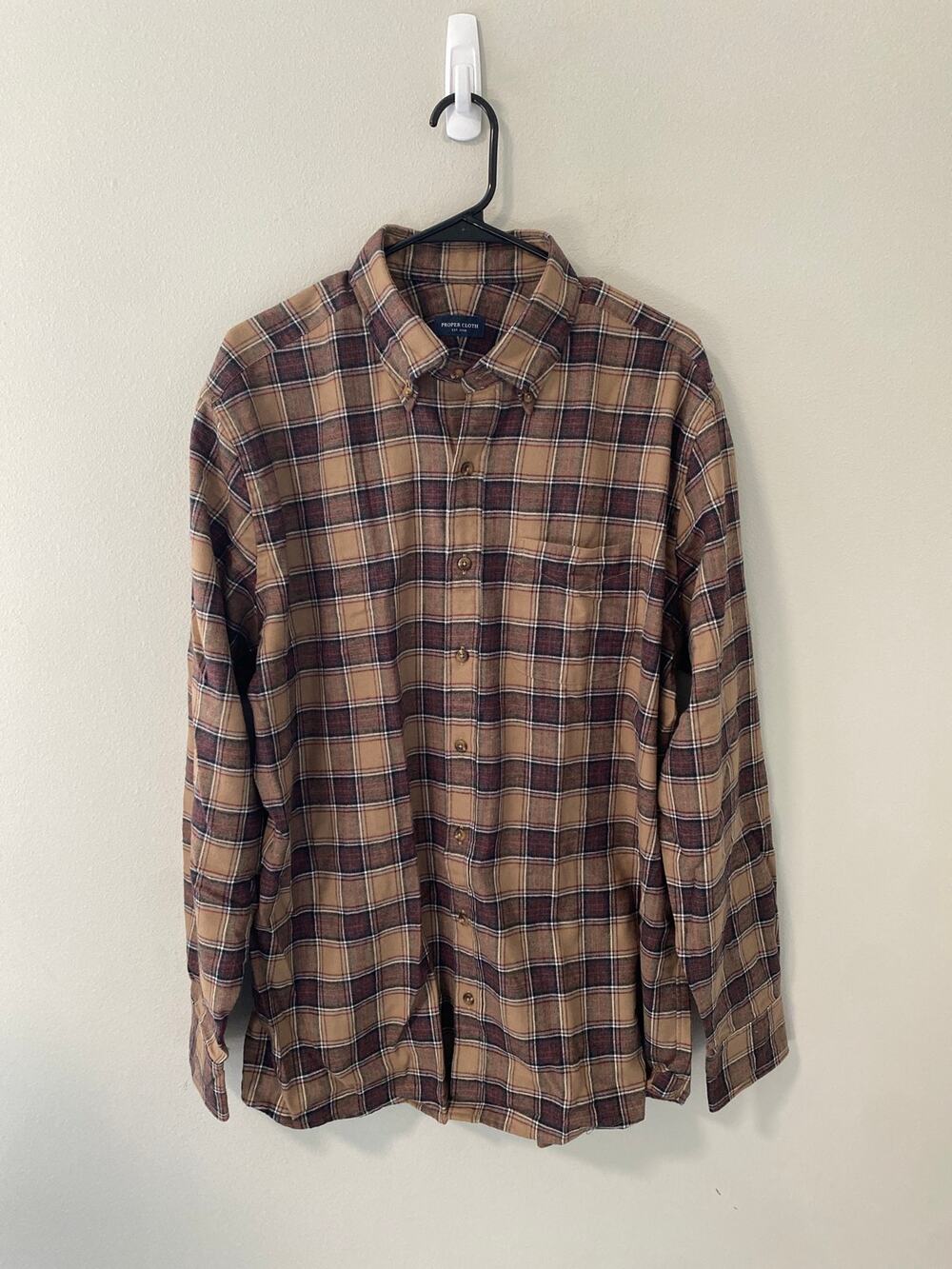 New Proper Cloth 100% Cotton Flannel Button Down Shirt Men's XL NWT